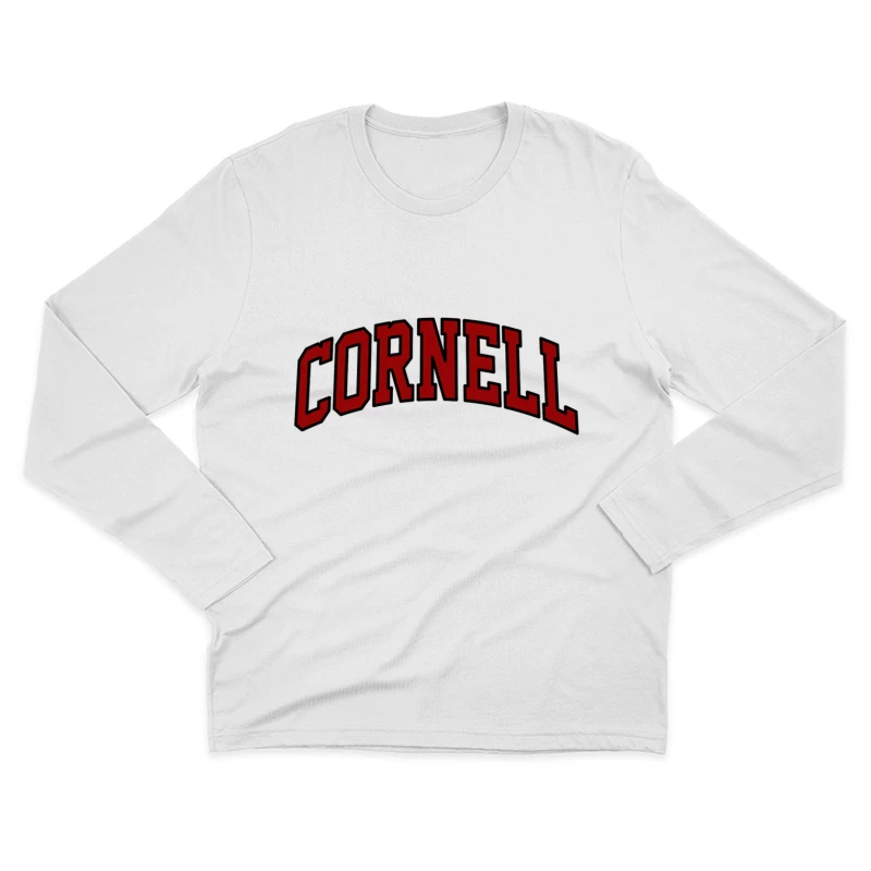 Cornell University Red Arched Text Logo Male Long Sleeve T-Shirt