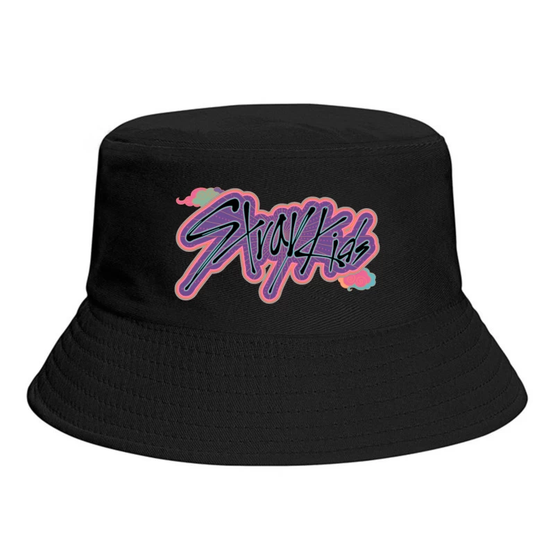 Retro Neon Graffiti Typography Art Bucket Hat