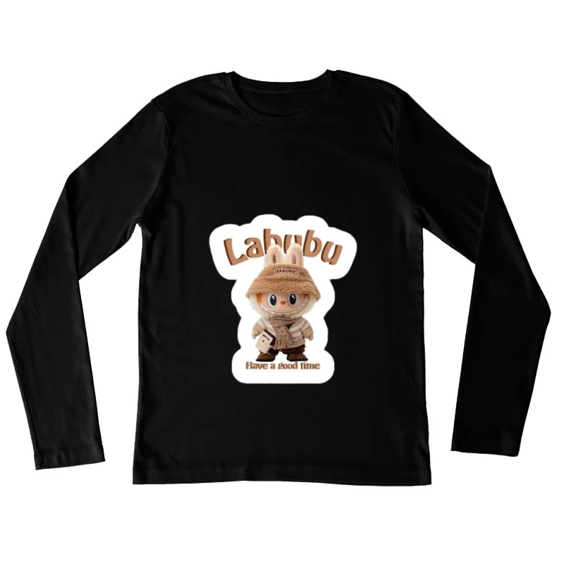 Kuschelige Labubu-Figur mit Winteroutfit Damen Langarm T-Shirt