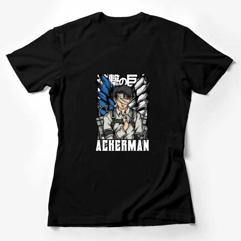 Anime Charakter mit Flügel, Blau und Grau Design Damen T-Shirt