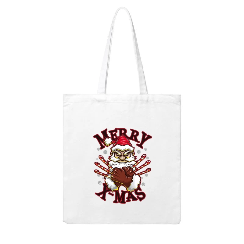 Muscle Santa: Merry X-Mas with Attitude Cotton Tote Bag