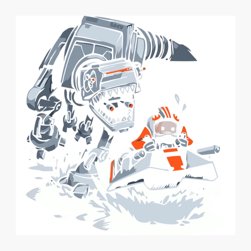 Futuristic Robotic Dinosaur and Astronaut Illustration Pin