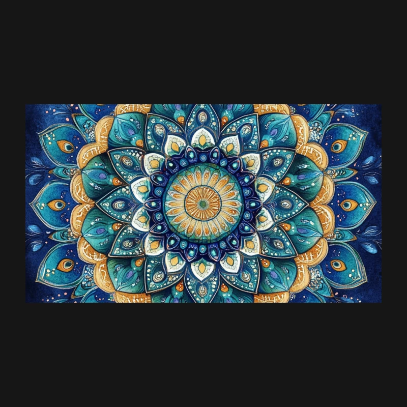 Intricate Peacock-Inspired Spiritual Mandala Art Desk Mat