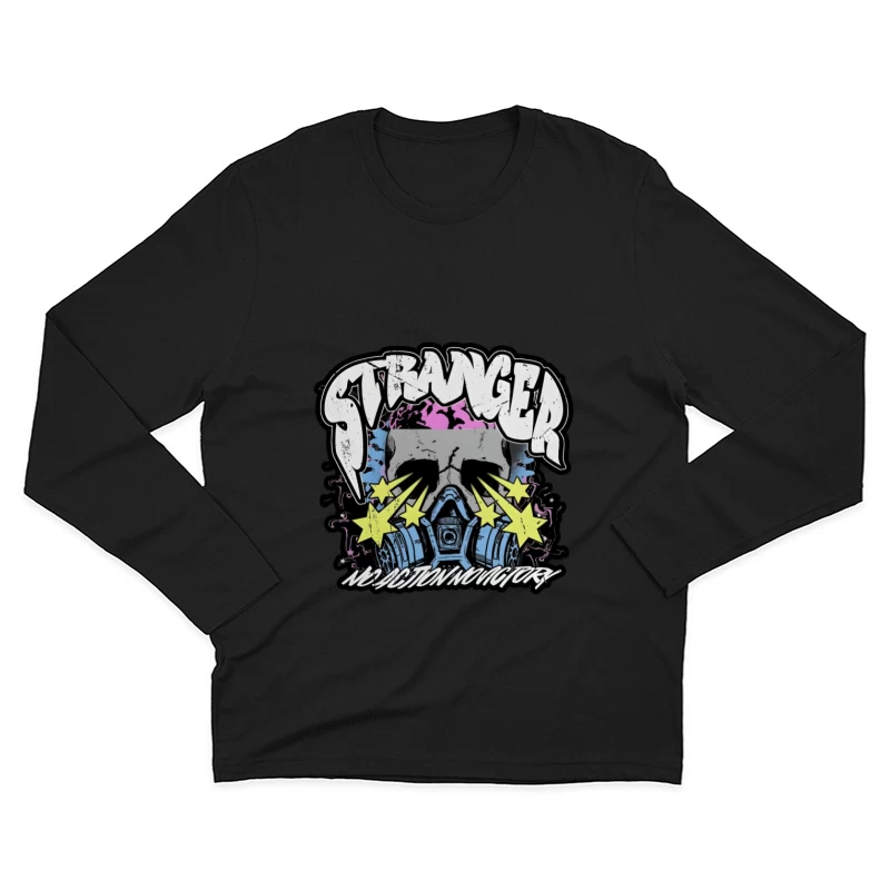 Fremder Schädel Design mit Atemschutz Herren Langarm T-Shirt