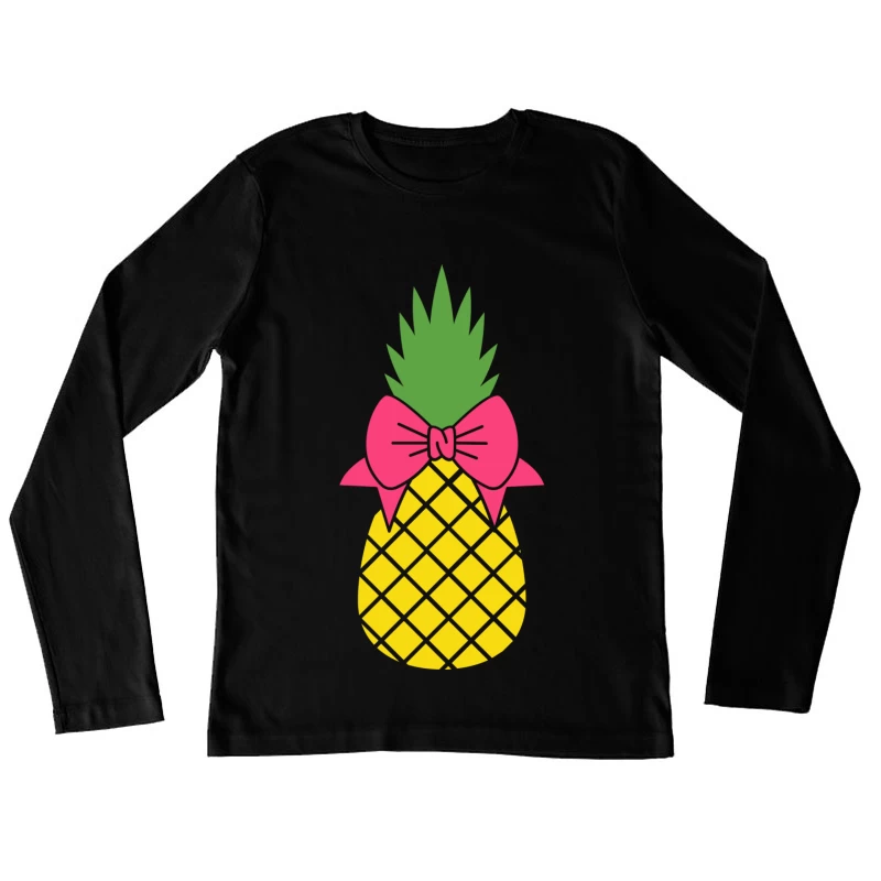 Ananas avec nœud rose Femme Manches Longues T-Shirt
