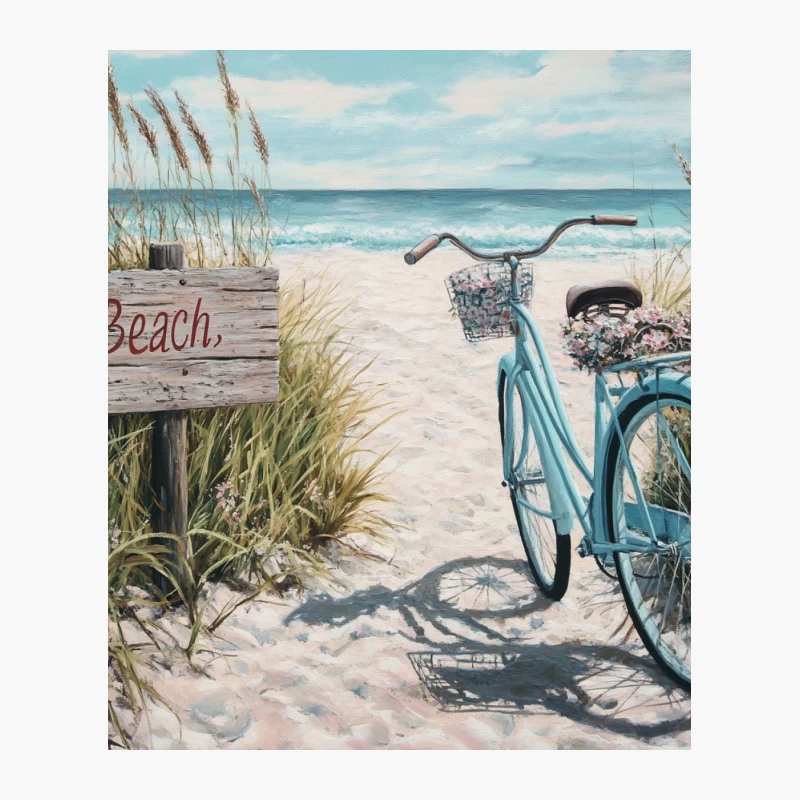 Coastal Getaway: Bicycle Adventure on a Serene Beach Cotton Tote Bag