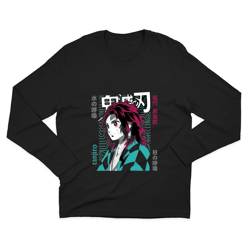 Kämpfer mit Schwert und Wellenmuster Herren Langarm T-Shirt