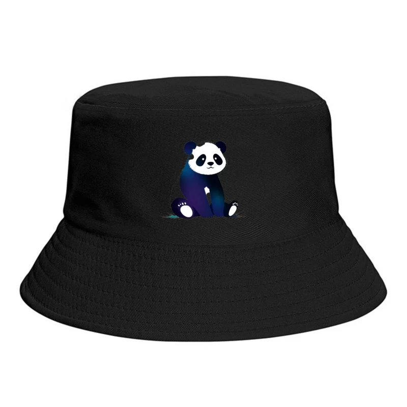 Cute Blue Gradient Cartoon Panda Illustration Bucket Hat