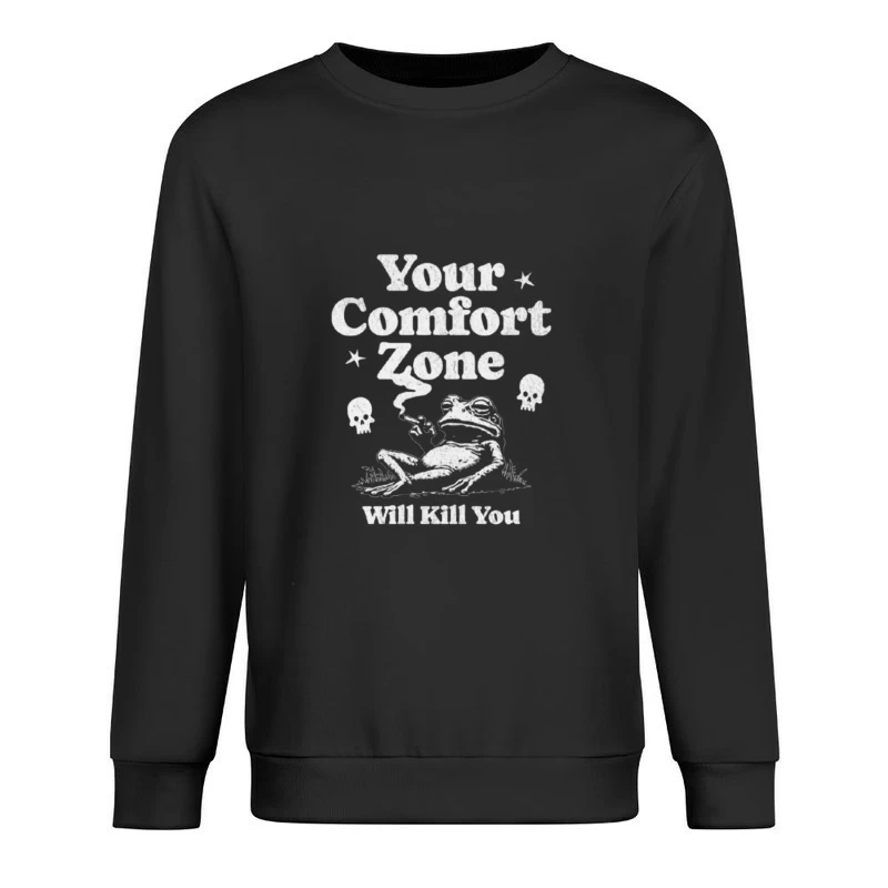 Comfort Zone Typography with Playful Dinosaur Design Male Pullover Sweatshirt