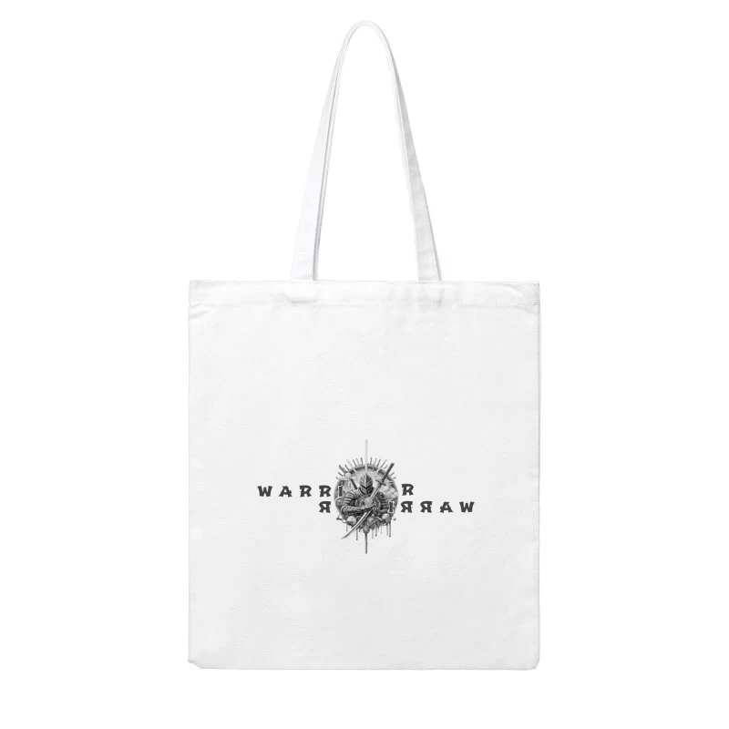 Medieval Knight Warrior Mirror Emblem Design Cotton Tote Bag