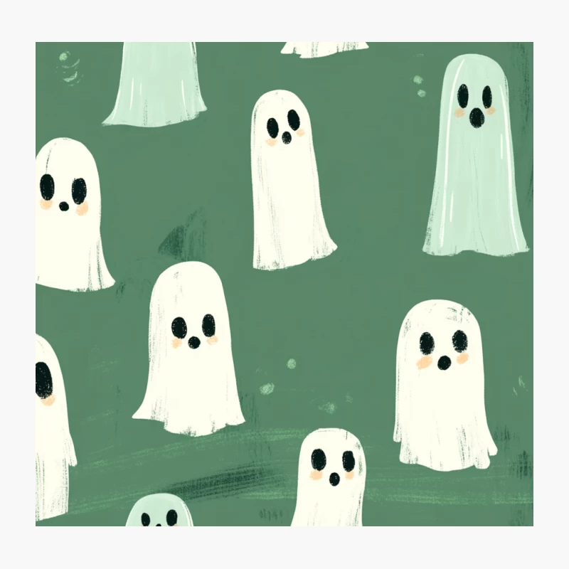 Cute Cartoon Ghost Pattern for Halloween Throw Pillow