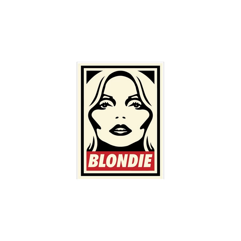 Stylized Pop Art Blondie Band Poster in Black and White with Red Text Desk Mat