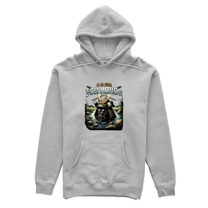 Japanese Samurai Helmet Emerging from Water - Artistic Illustration Female Pullover Hoodie