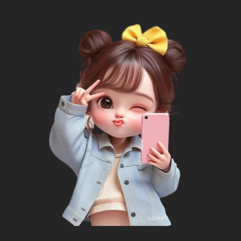 Mädchen mit Selfie und gelber Schleife Herren Pullover Sweatshirt