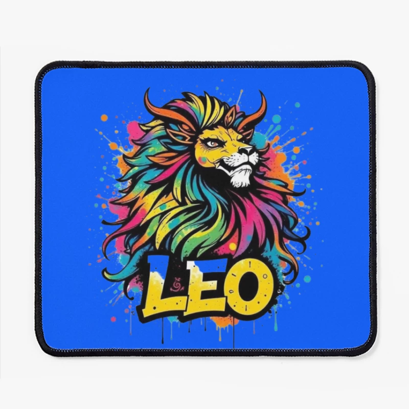 Colorful Leo Zodiac Lion Art Mouse Pad