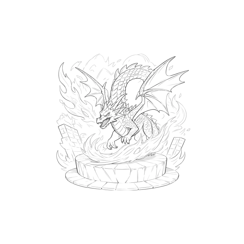 Mighty Dragon Ascending Amidst Flames Travel Mug