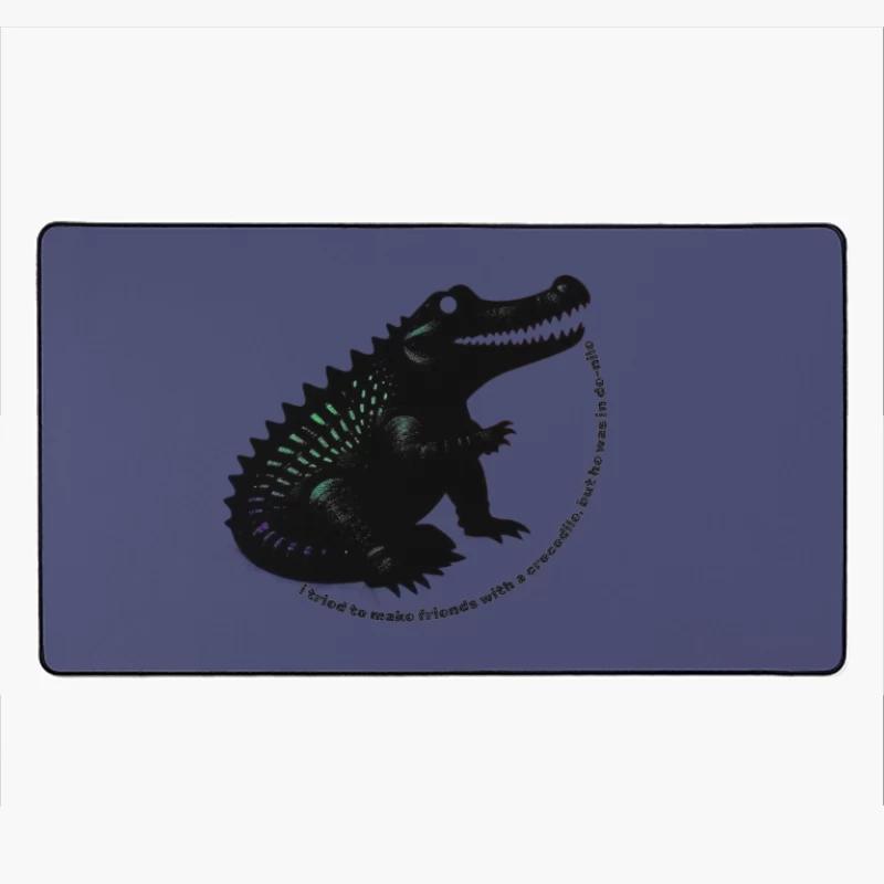 Friendly Black Dinosaur Silhouette with Friendship Quote Desk Mat