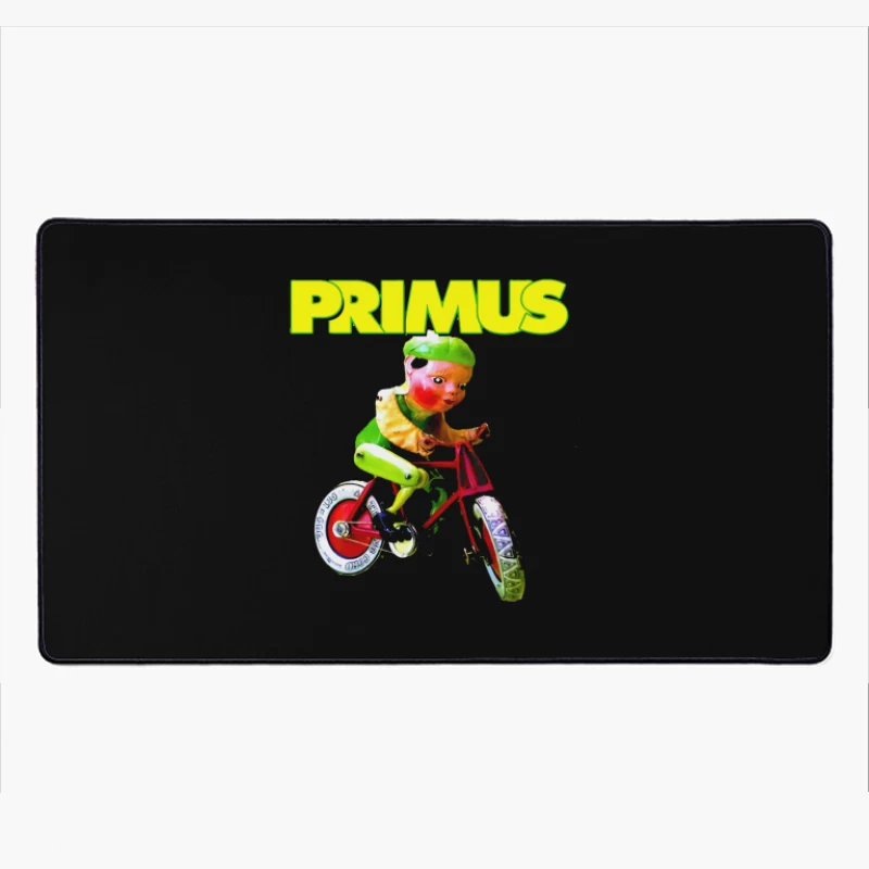 Primus Band Logo with Surreal Vintage Toy Bicycle Art Desk Mat