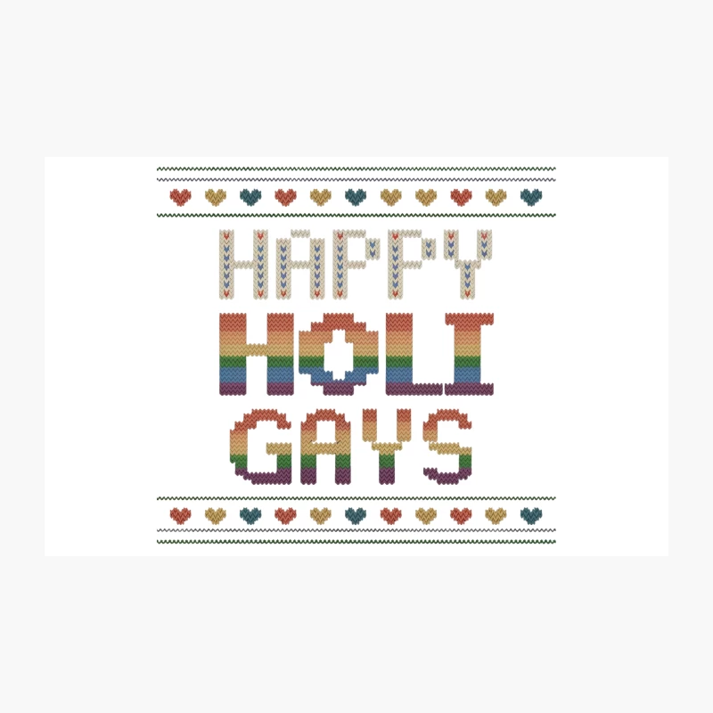 Rainbow Cross-Stitch "Happy Holi Gays" Embroidery with Hearts Travel Mug