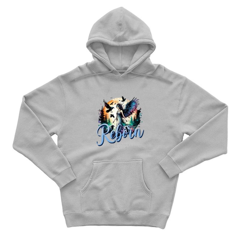 Ethereal Angel Reborn in Mystical Forest Sunset Male Pullover Hoodie