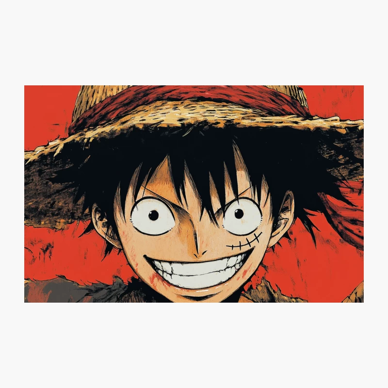 Grinning Straw Hat Pirate: One Piece Anime Character Portrait Travel Mug