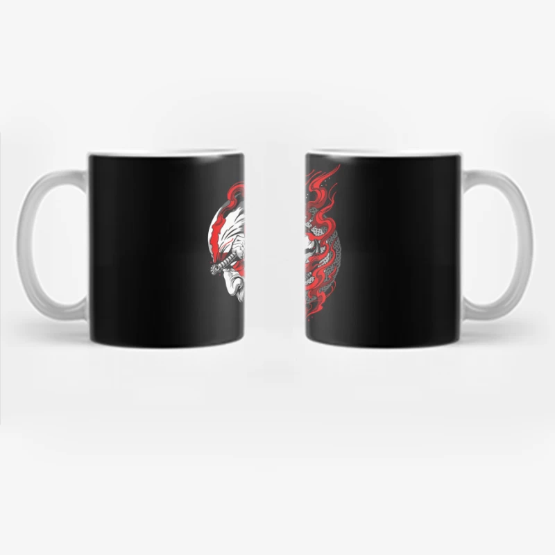 Fierce Warrior with Axe and Flames Coffee Mug