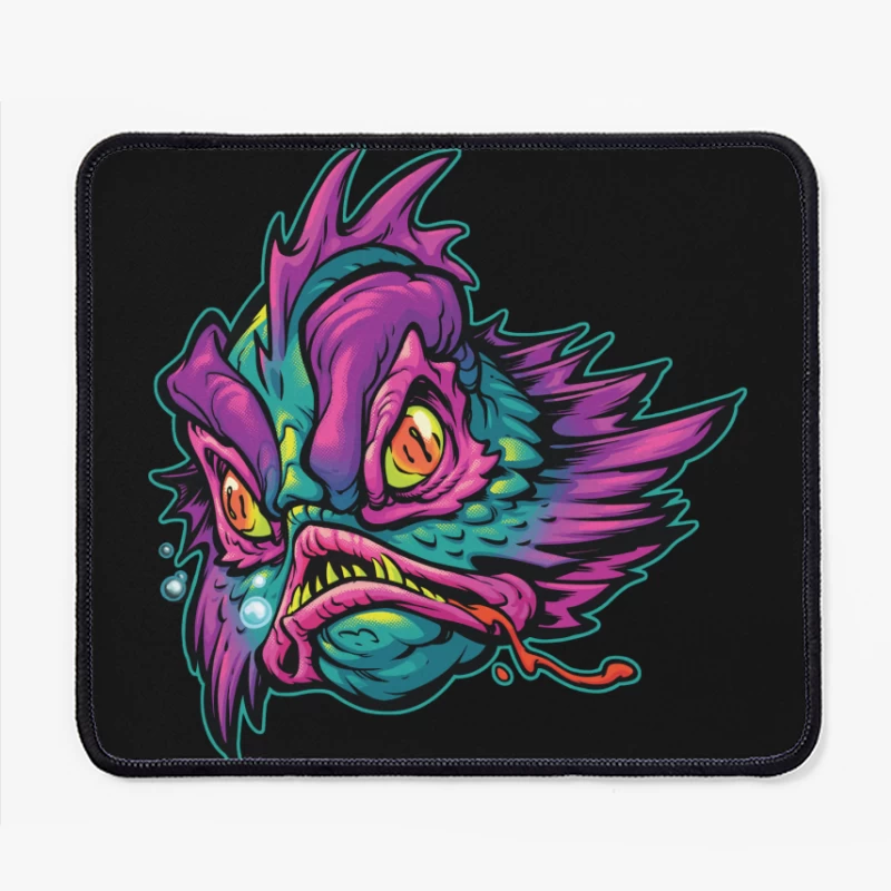 Grotesque Colorful Fish Monster Illustration Mouse Pad