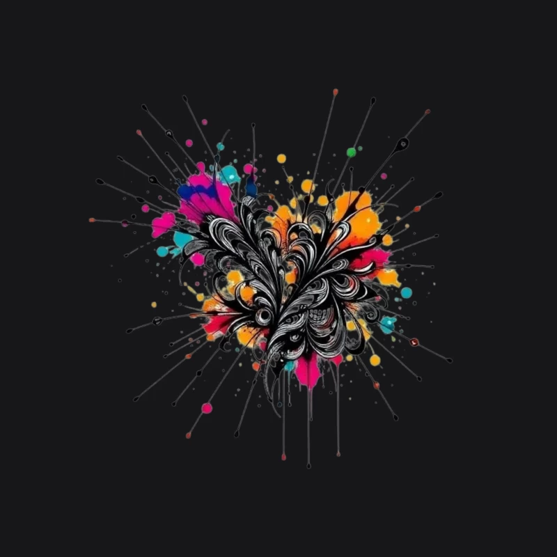 Colorful Abstract Floral Art Illustration Male Pullover Hoodie