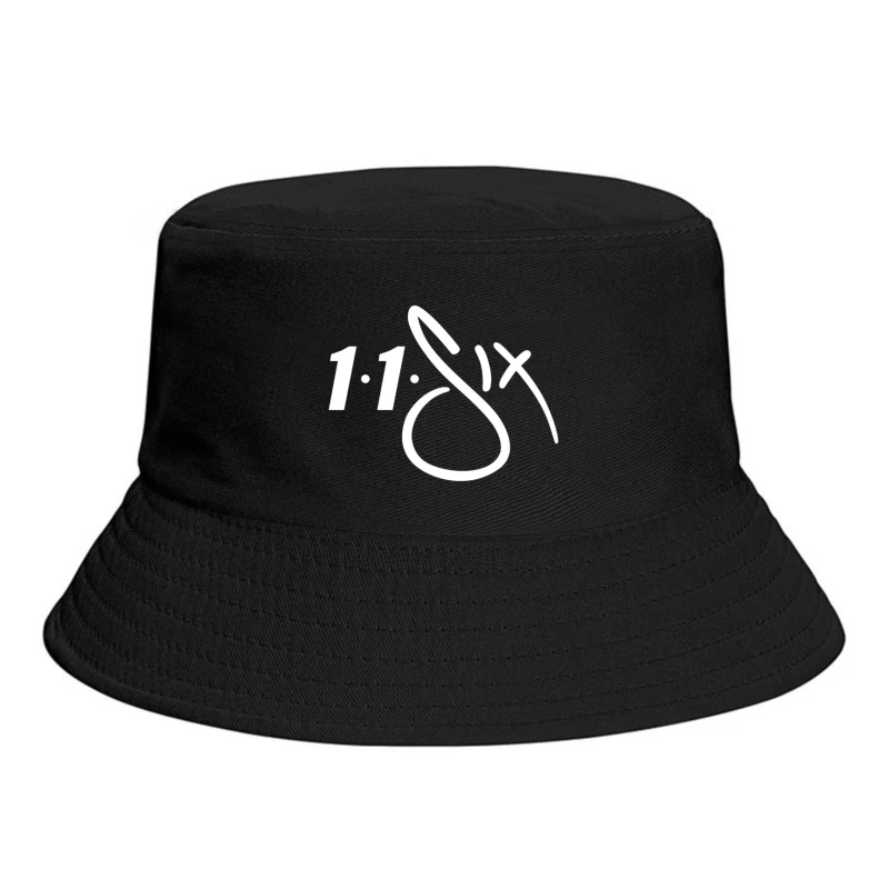 White Minimalist Number 11 Logo Outline Bucket Hat