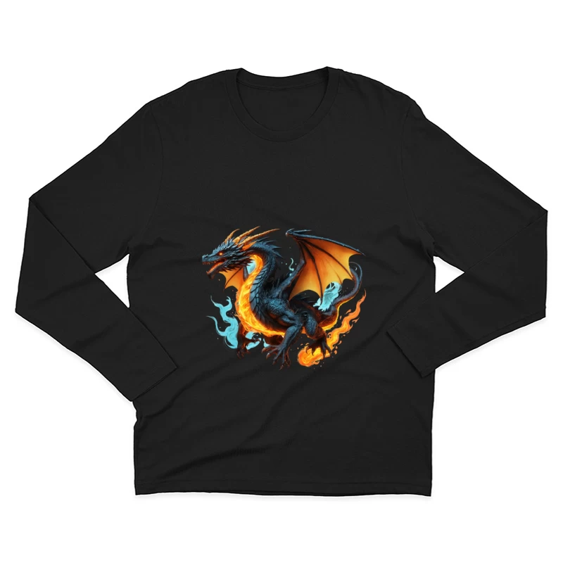 Majestic Fire Dragon Artwork Male Long Sleeve T-Shirt