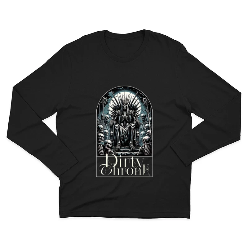 Gothic Skeleton King on Skull Throne Male Long Sleeve T-Shirt