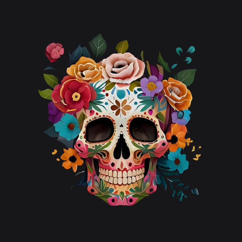 Sugar Skull mit Blumen Damen Pullover Hoodie