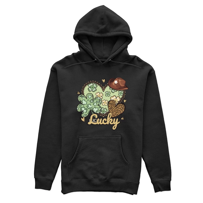 Glücksdesign mit Kleeblatt und Cowboyhut Damen Pullover Hoodie