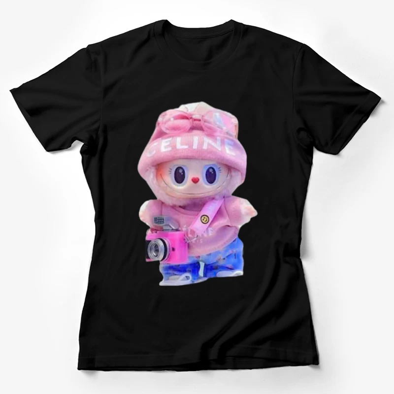 Niedliche Puppe mit Kamera und Mütze Damen T-Shirt