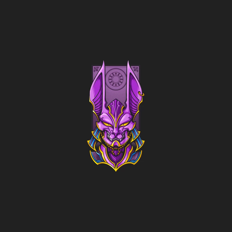 Purple Demon Mask Illustration Bucket Hat