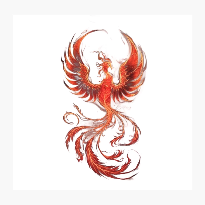 Majestic Phoenix: Mythical Fire Bird in Fantasy Art Throw Pillow