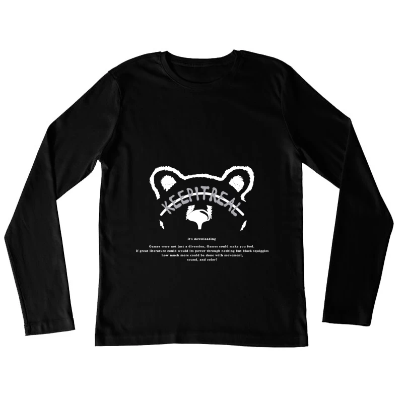 Retro Gamer Bär Logo Design Damen Langarm T-Shirt