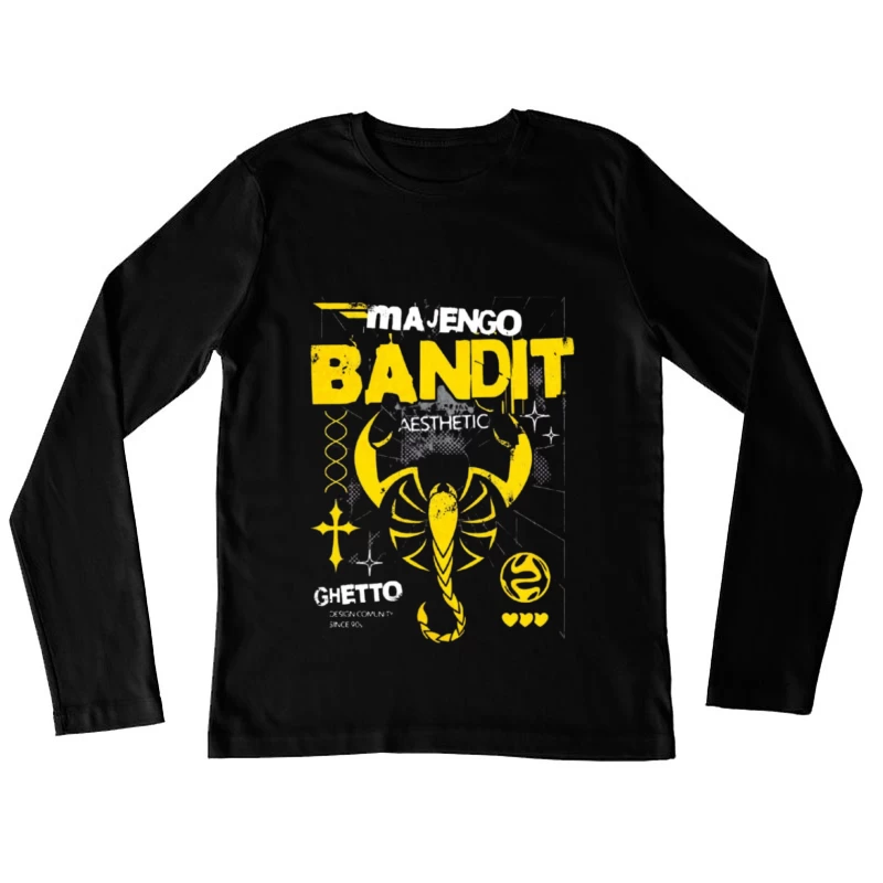 Yellow Bandit Scorpion Grunge Logo Design Female Long Sleeve T-Shirt