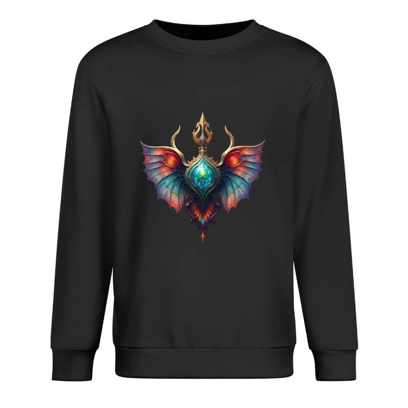 Mystical Dragon Wing Pendant with Turquoise Crystal Male Pullover Sweatshirt