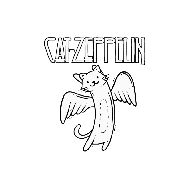 Flying Cat Zeppelin Logo - Musical Band Cartoon Throw Pillow