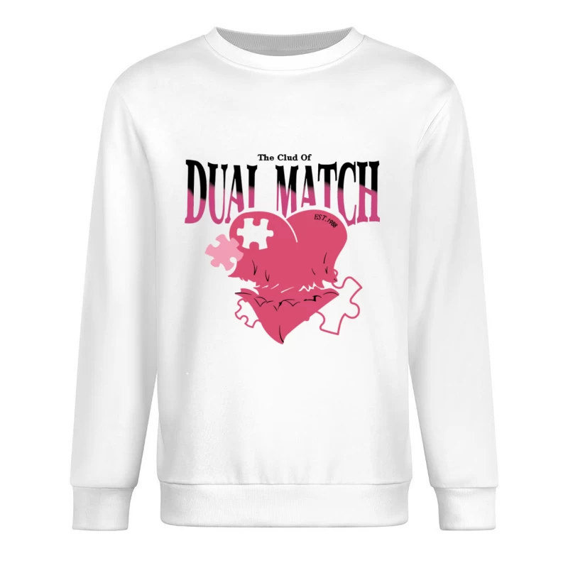 Doppelmatch-Logo mit Herzpuzzlestücken Herren Pullover Sweatshirt