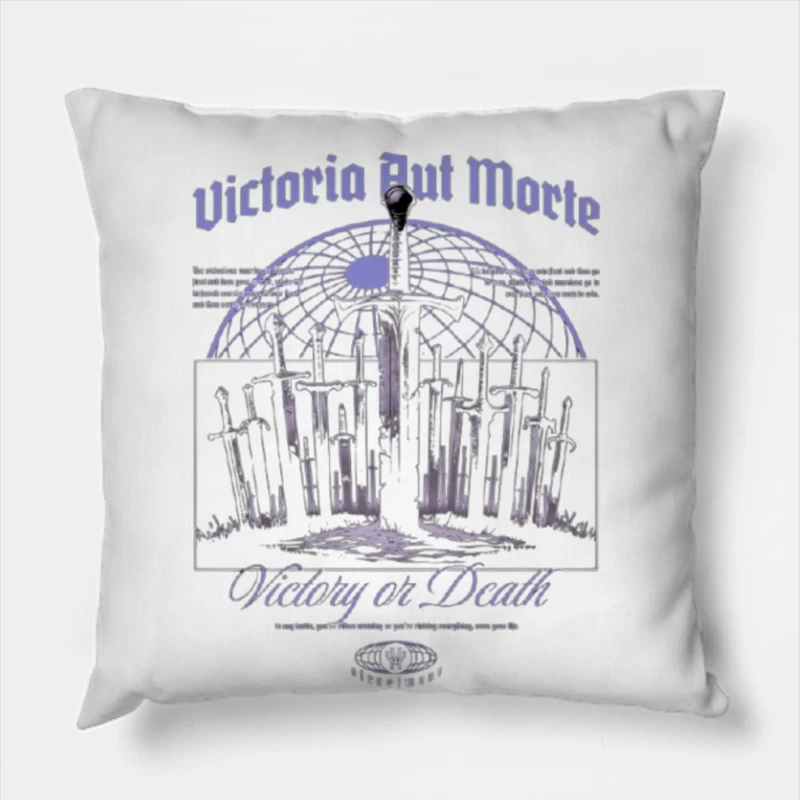 Gothic Medieval Swords Victory or Death Illustration Throw Pillow