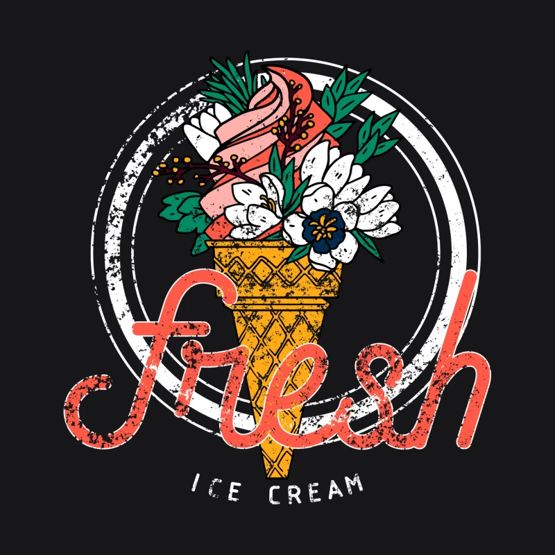 Illustration de cornet de glace avec fleurs Homme Sweat à capuche
