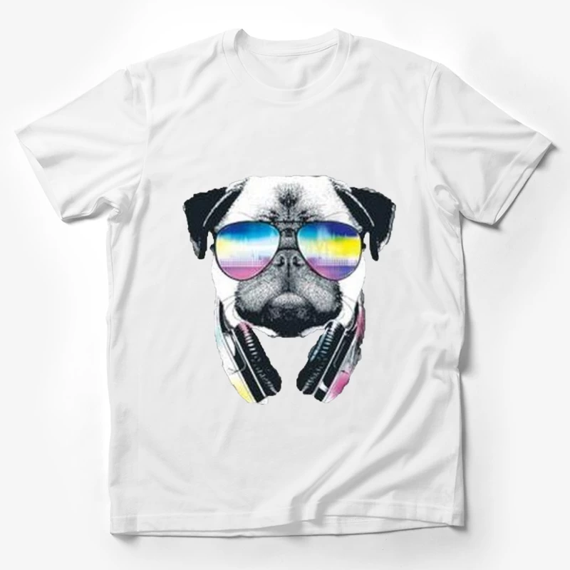 Chien DJ avec lunettes hautes en couleurs Homme T-Shirt