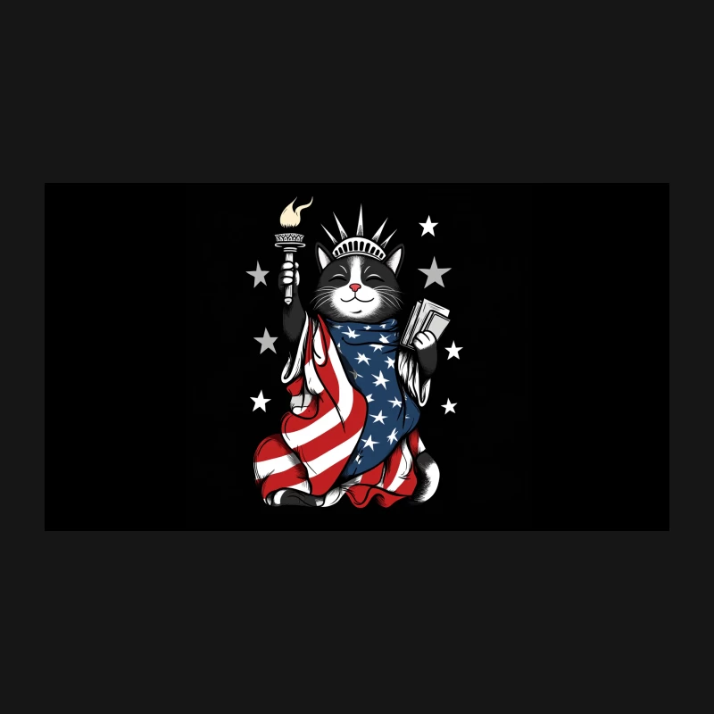 Patriotic Cat as Lady Liberty with American Flag Desk Mat