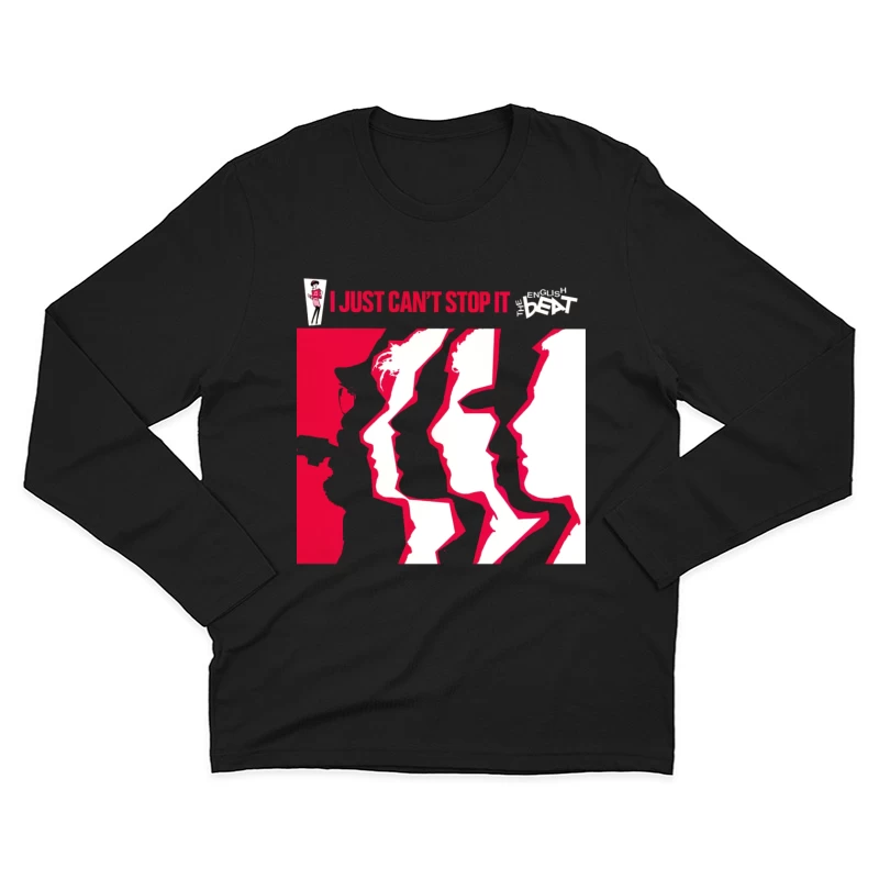 "I Just Can't Stop It" Abstract Red and White Album Cover Male Long Sleeve T-Shirt