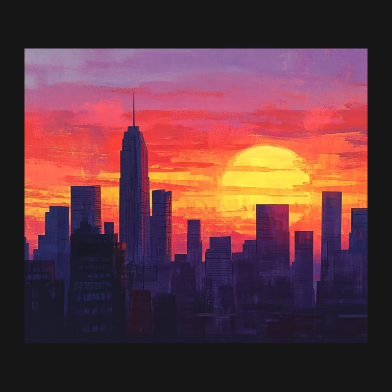 Vibrant Sunset Over New York City Skyline Mouse Pad