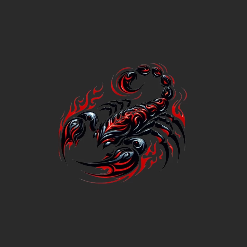 Stylized Scorpion with Flames Baseball Cap