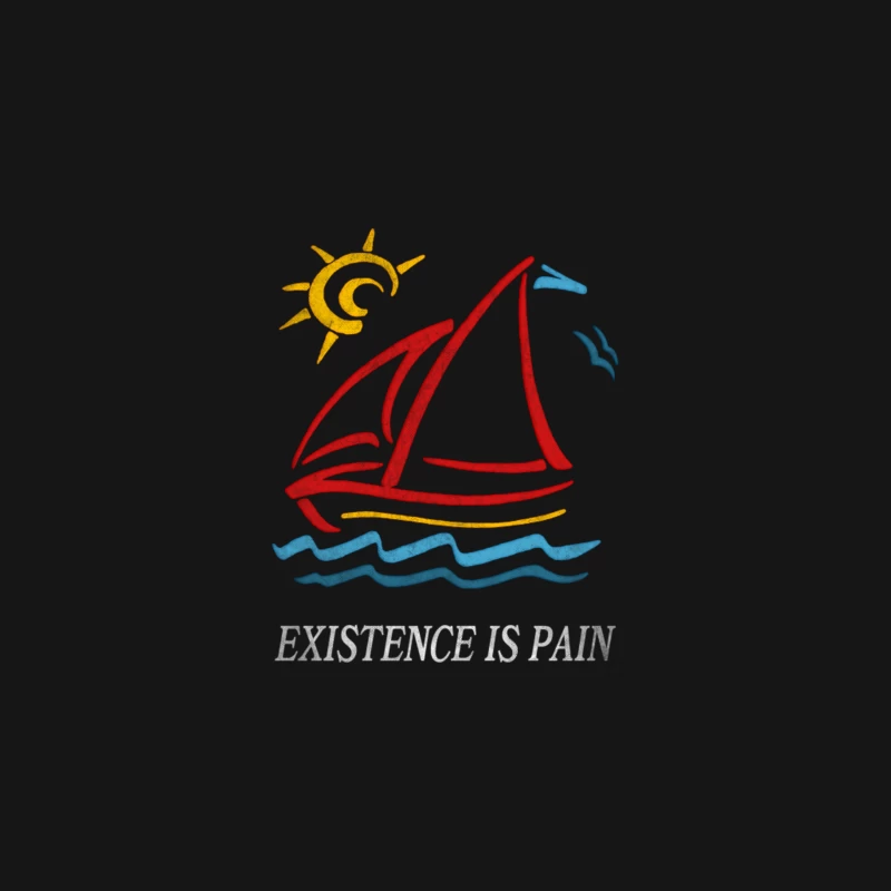 1980s Vintage Style  Existence is Pain Aesthetic Sailboat Faded Design Desk Mat