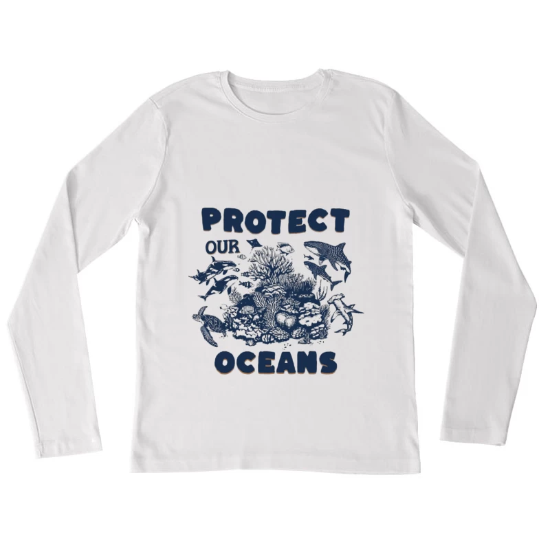 Protégeons nos Océans - Animaux marins et Corail Femme Manches Longues T-Shirt